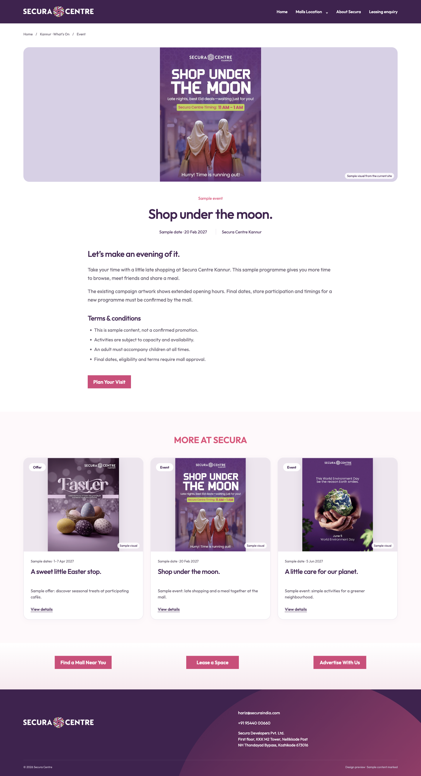 Event detail desktop mockup