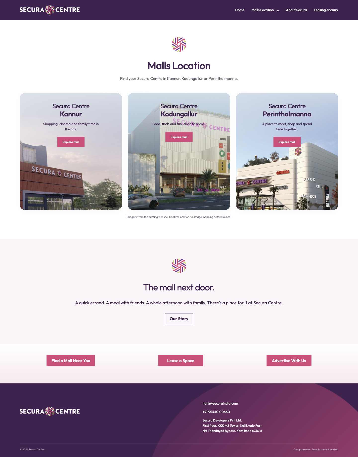 Malls Location desktop mockup